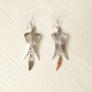 Abstract Sterling Silver Dangle Earrings